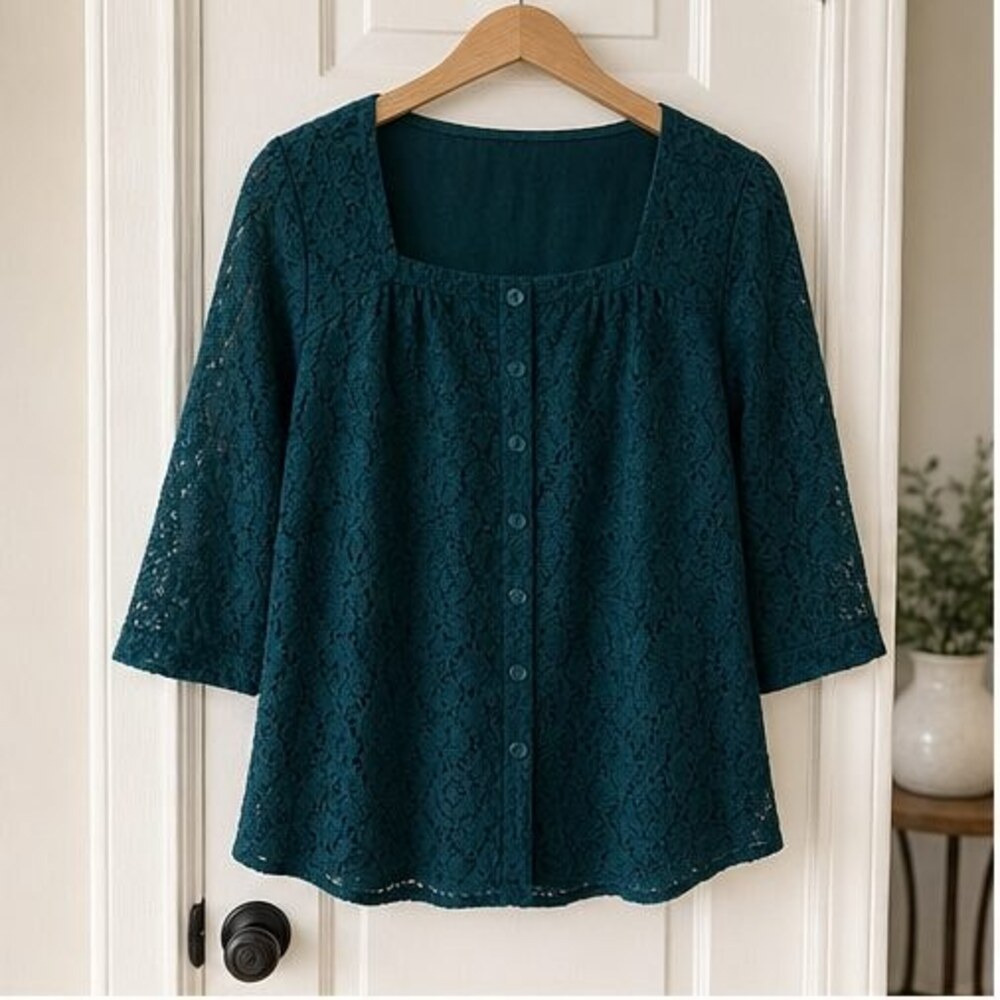 Teal Button Blouse